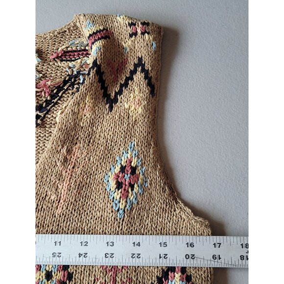 Vintage Northern Isles Knitted Sweater Vest S Beige Geometric Y2K Aztec 3 Button - Picture 3 of 10